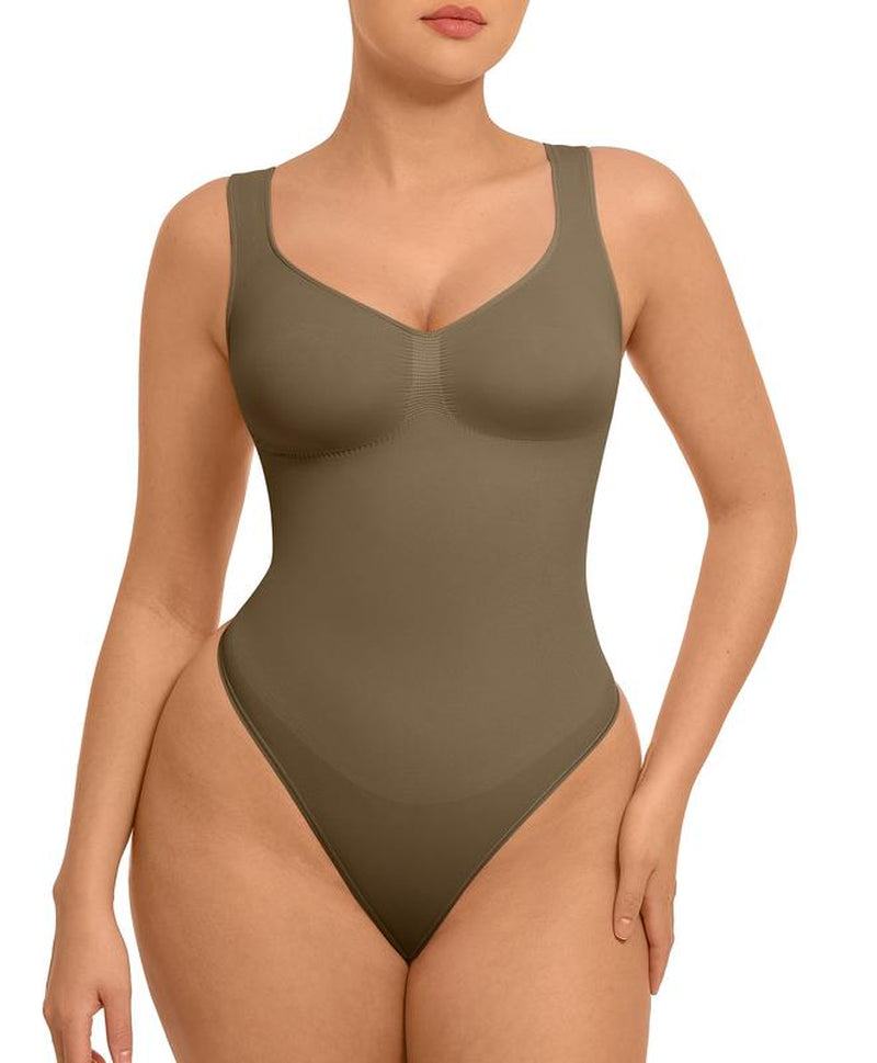 Feelingirl Women'S Seamless Sleeveless Thong Bodysuit for Tops and Comfortable for Lady Soft Womenswear Basic