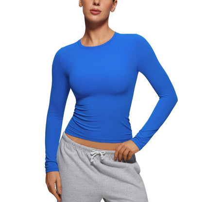 CRZ YOGA Long Sleeve Shirts for Women Soft Crew Neck Fall Basic Tight Tops Fitted Casual Going Out Tee Shirt